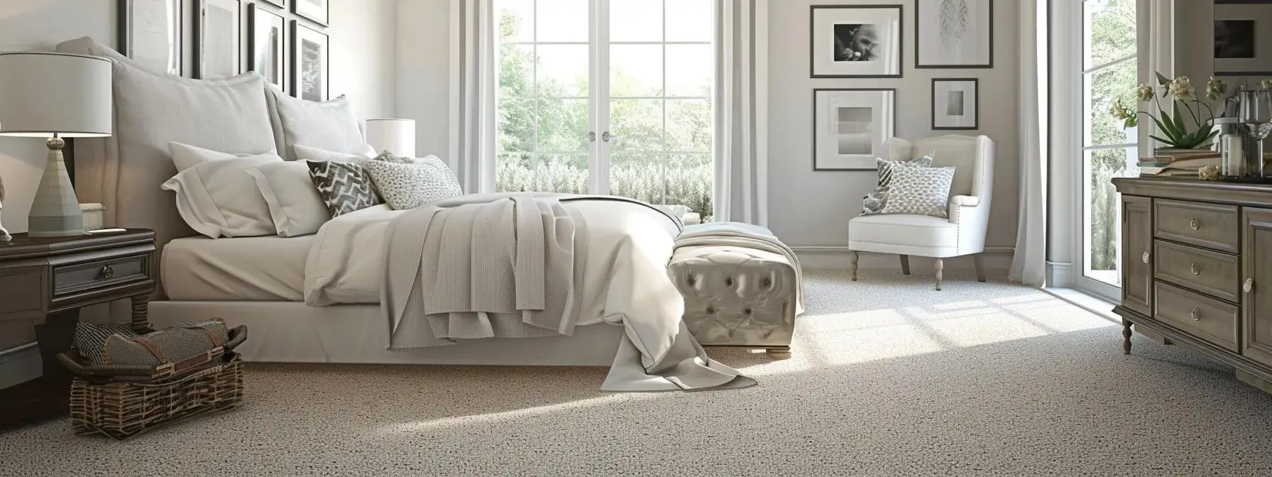Create master bedroom with loop pile carpet