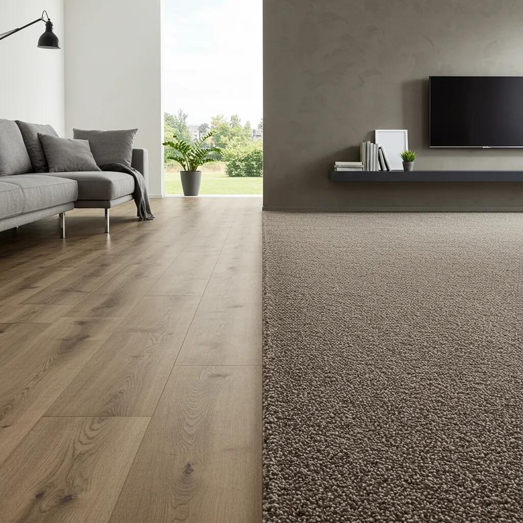 Modern living space featuring laminate and carpet flooring options for rental properties