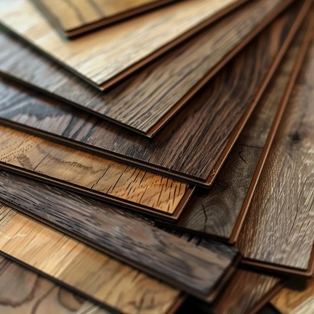 Variety of engineered timber flooring samples highlighting color and texture options for stylish interiors