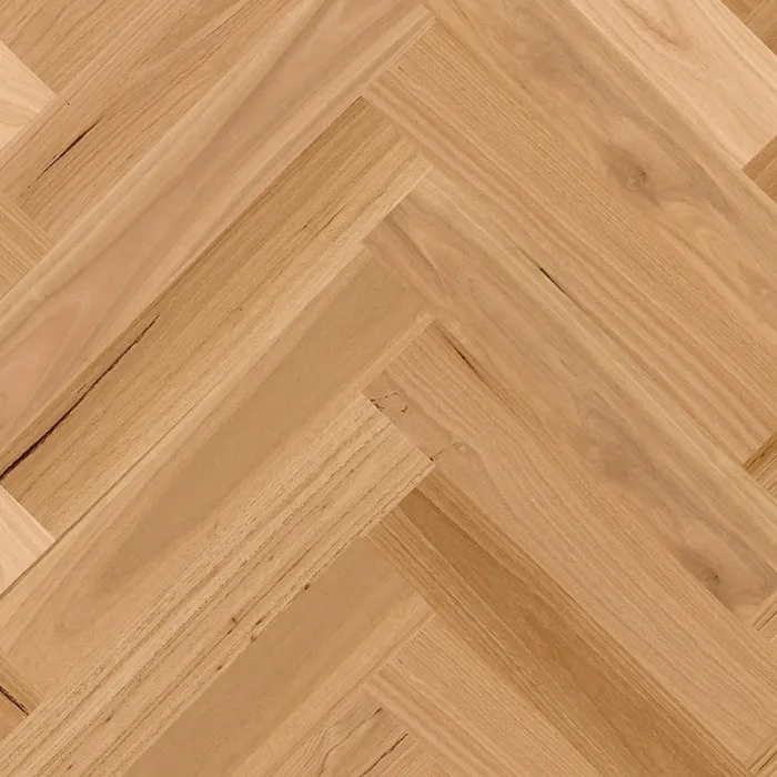 Blackbutt timber flooring in herringbone pattern, suitable for residential spaces, showcasing natural wood tones and texture from the Royal Aus Timber 14/3mm range.