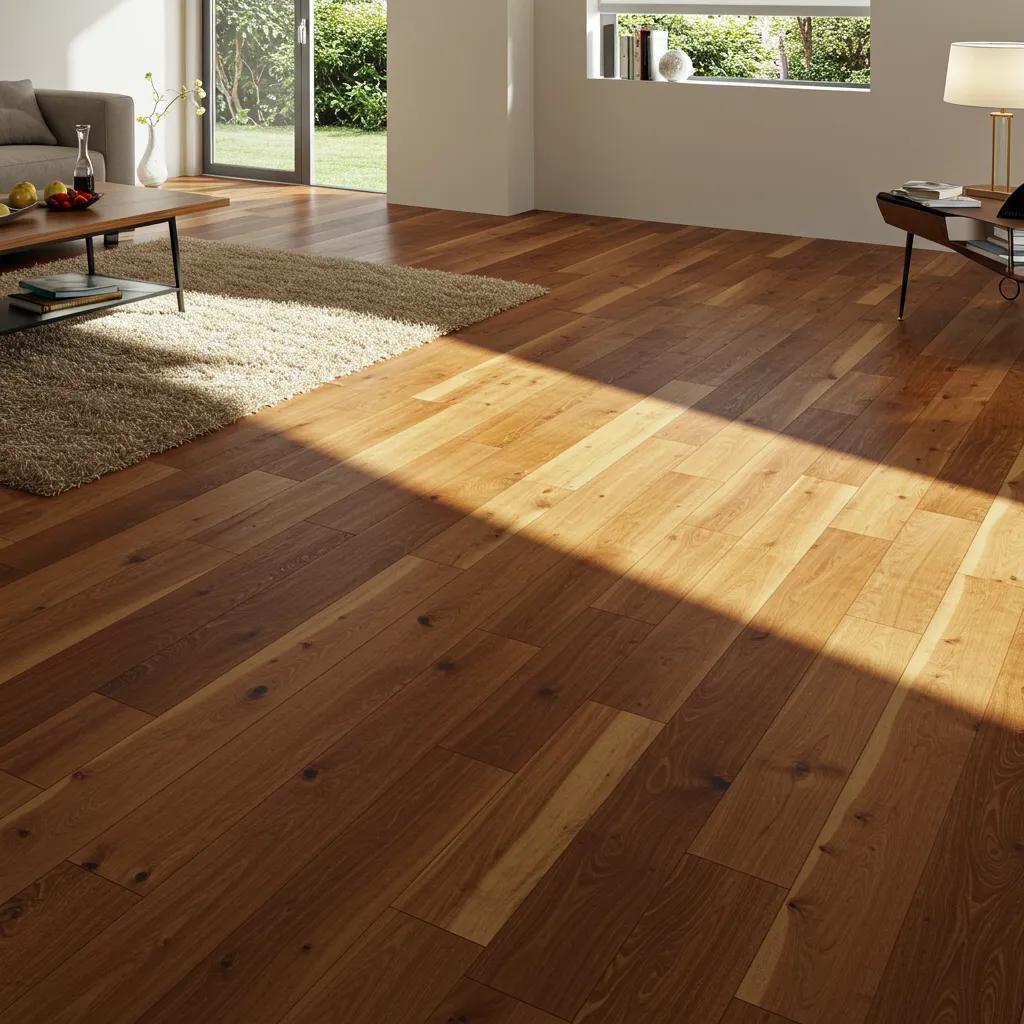 Beautiful timber flooring in a cozy living room, showcasing its natural beauty and elegance