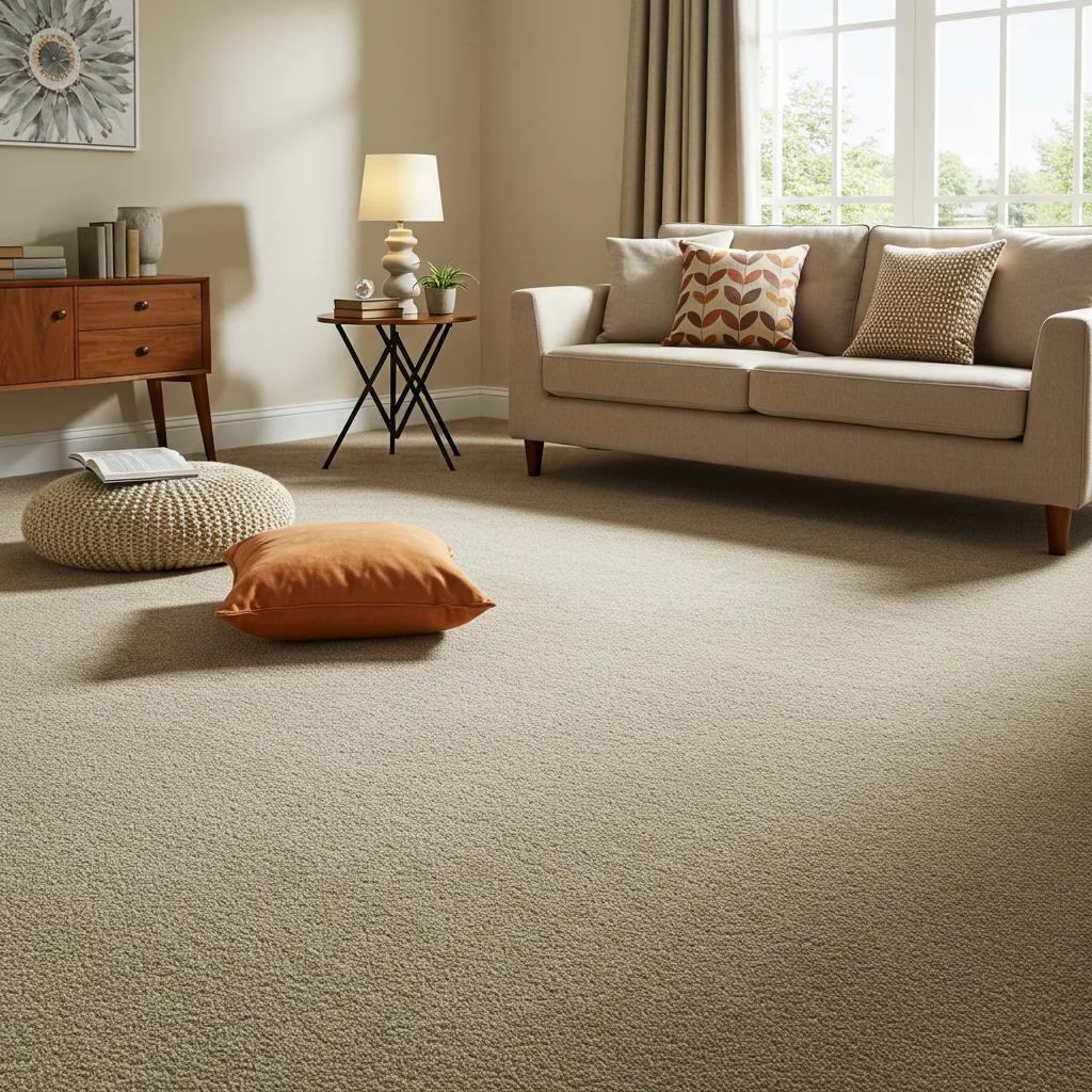 Cozy living room with freshly installed carpet, highlighting quality flooring solutions