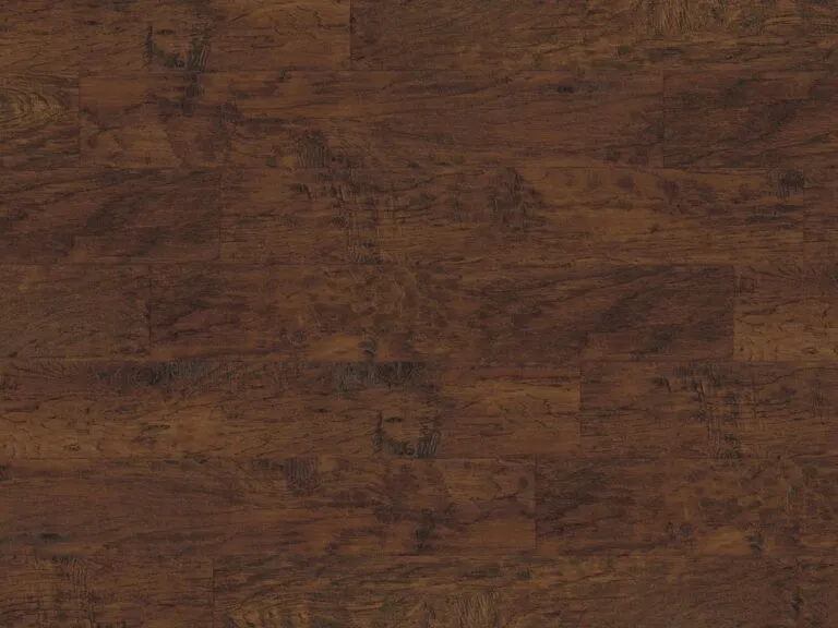 Hickory Peppercorn luxury vinyl flooring from Royal Floors, showcasing a rich, dark wood grain texture ideal for high-traffic residential and commercial spaces.