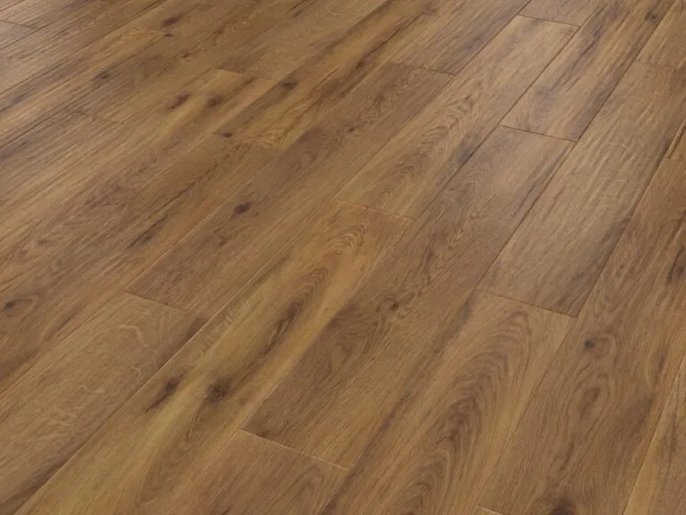 Luxury vinyl flooring featuring Morning Oak design, showcasing rich wood grain textures and warm brown tones, ideal for residential and commercial spaces.