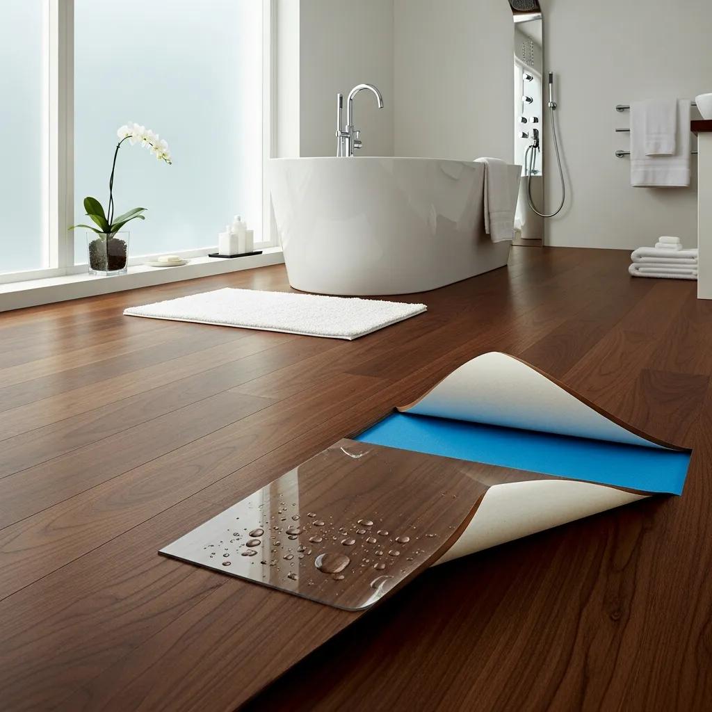 Beautiful timber flooring in a wet area, illustrating protective finishes and moisture resistance