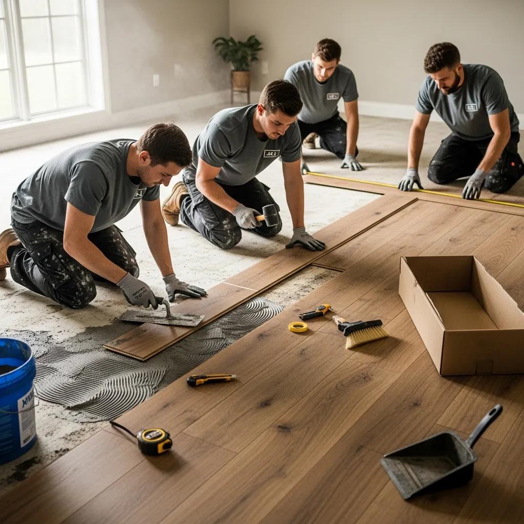 Professional installation of hybrid flooring showcasing the installation process and expert craftsmanship