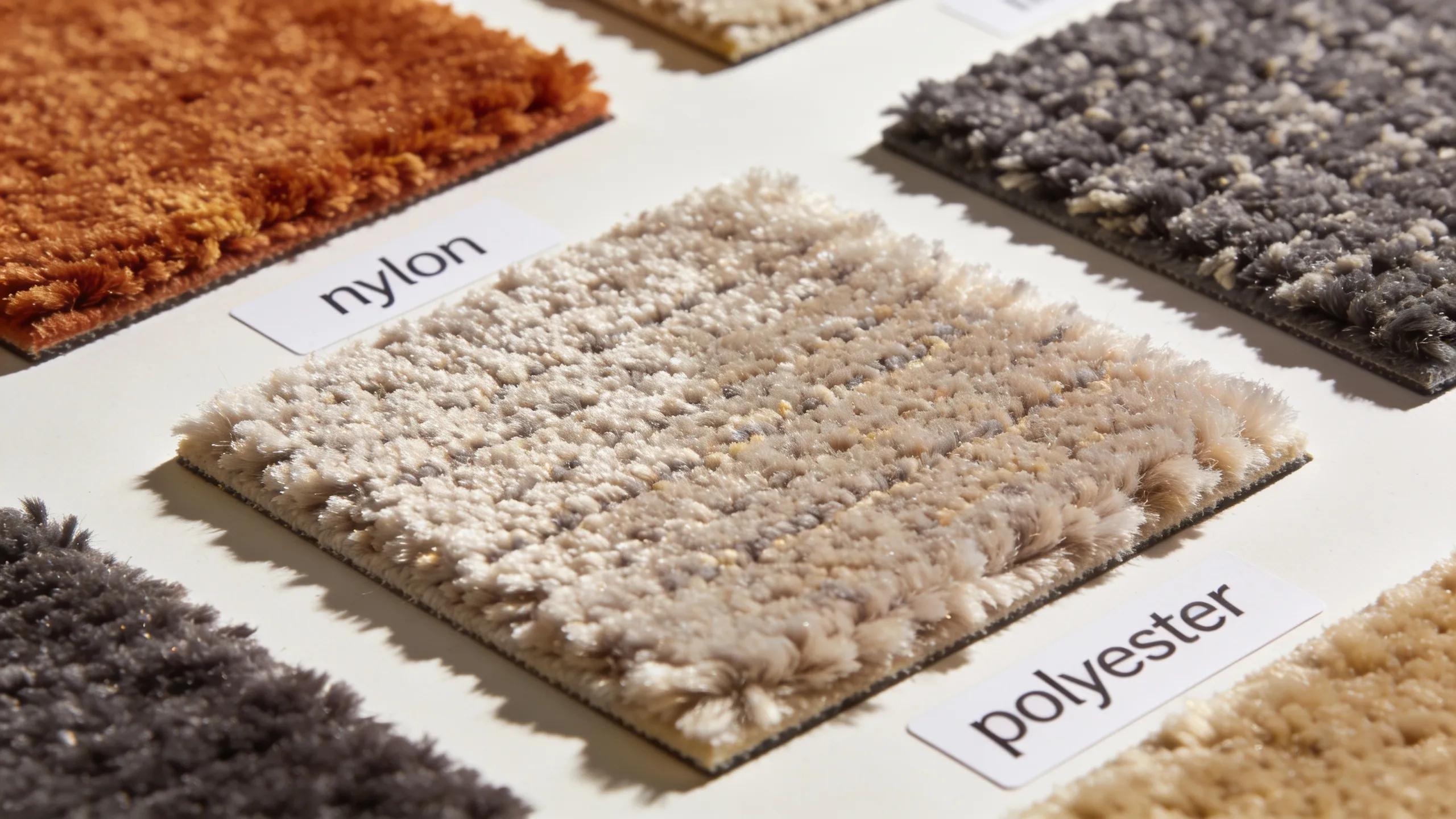 Carpet samples showing textures and finishes ideal for rentals