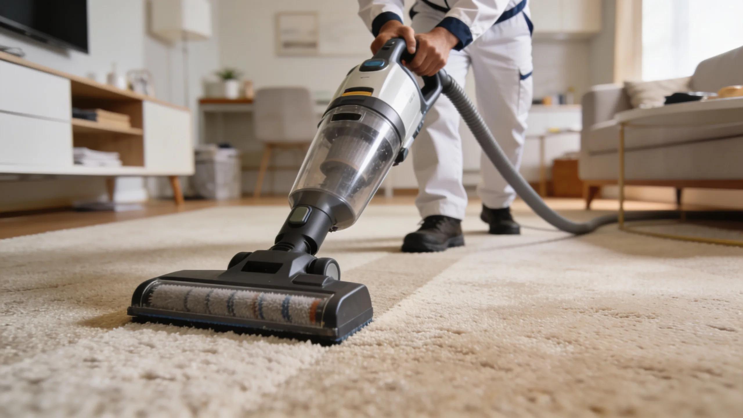 Professional cleaning service maintaining a rental property carpet
