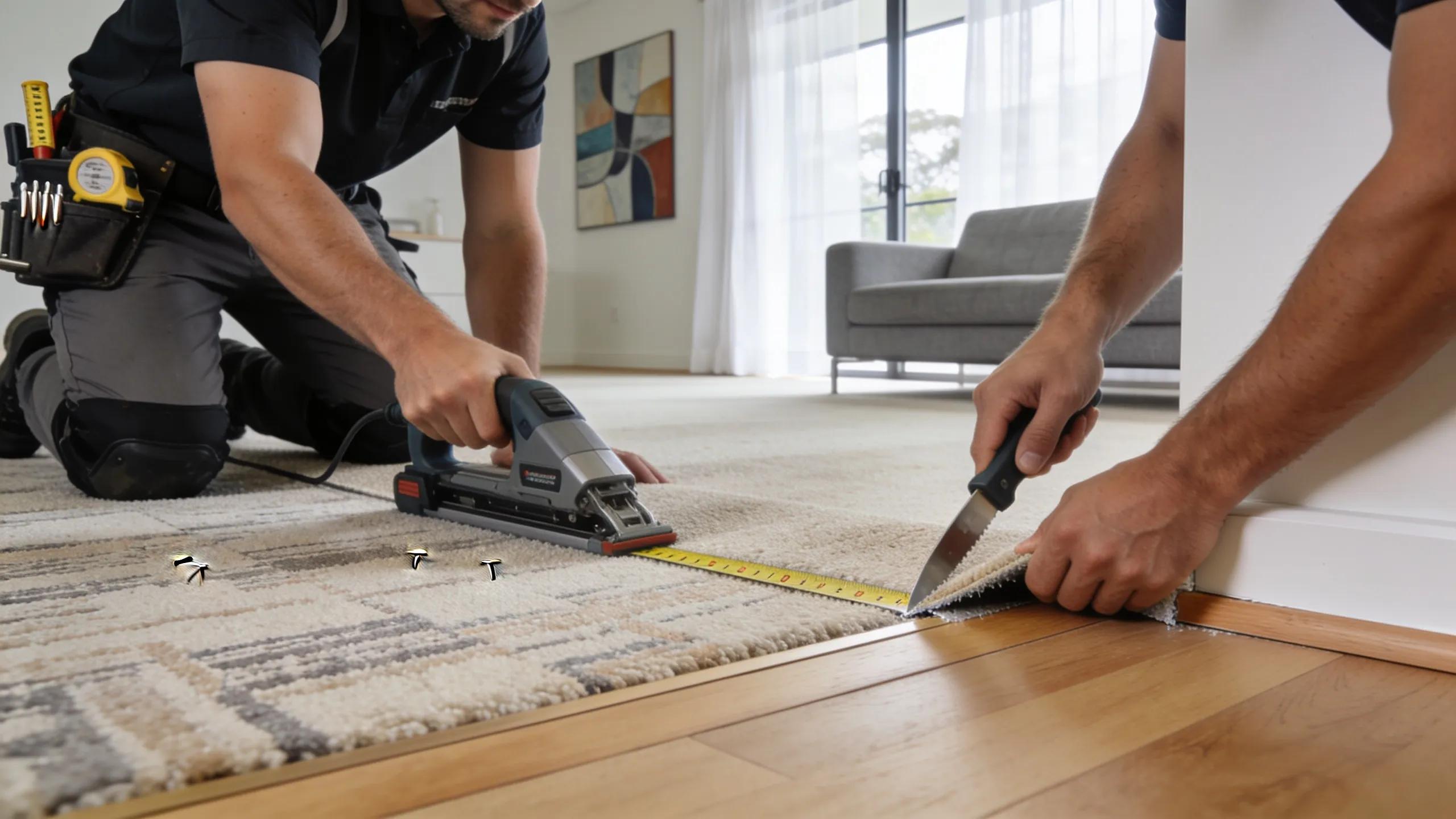 Professional installation of premium carpet in a modern Sydney home