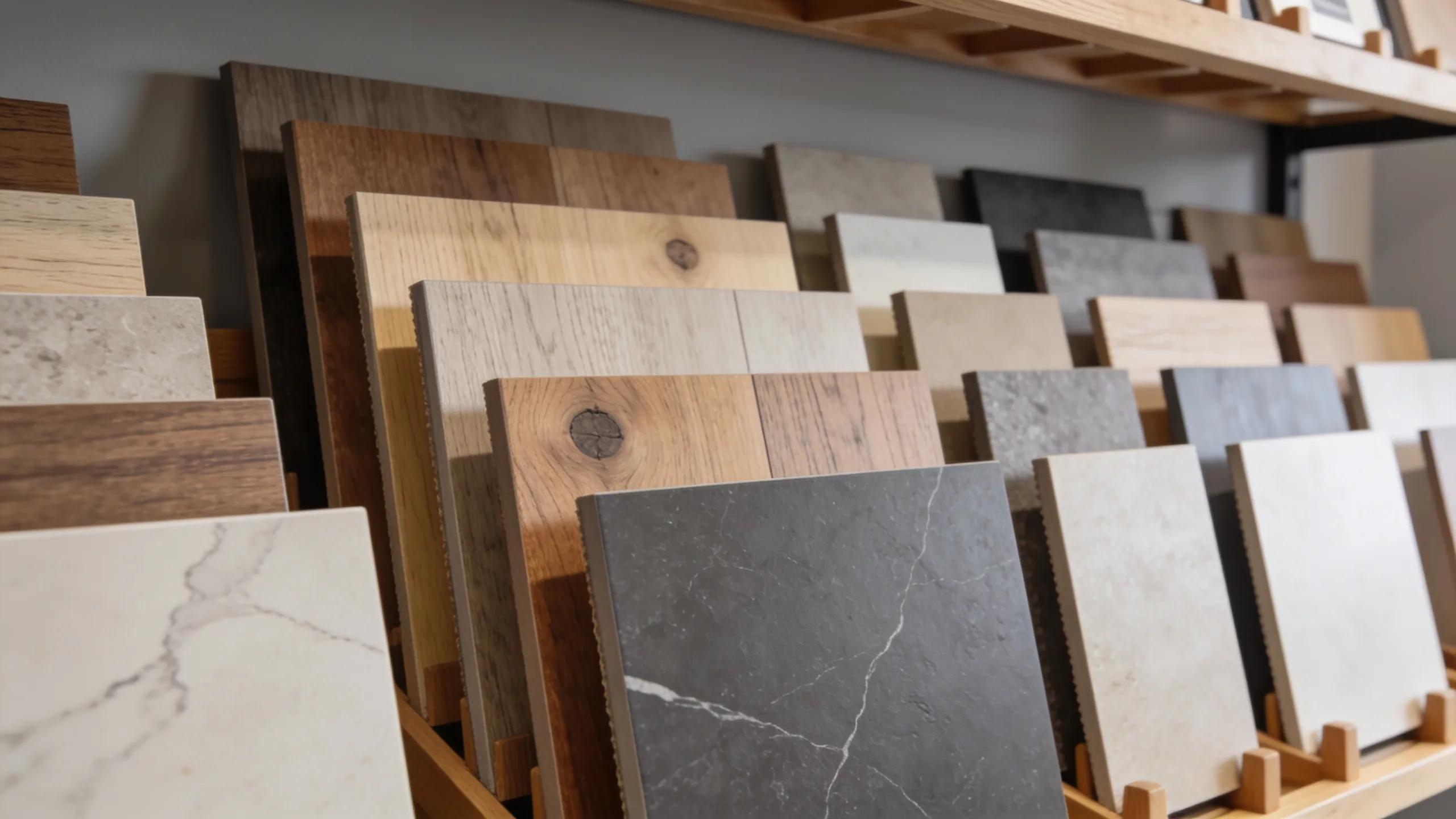 Variety of hybrid flooring styles and colors highlighting design options and benefits