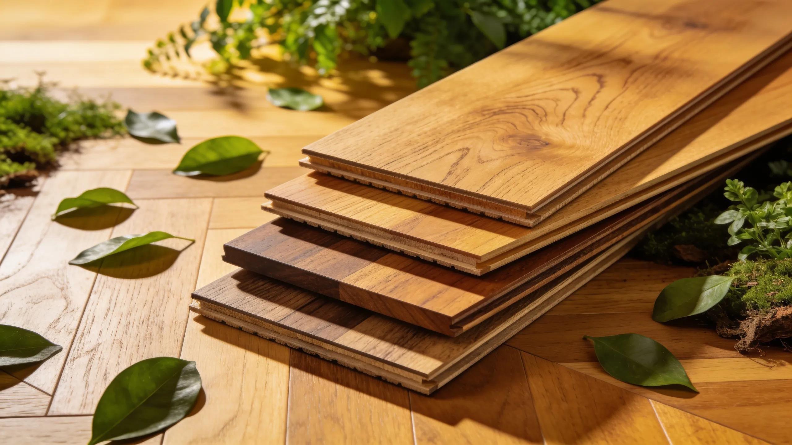 Diverse luxury timber flooring showcasing natural wood species as an eco-friendly choice