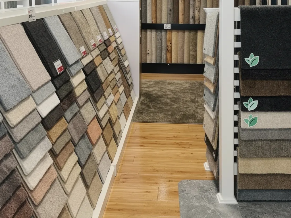Eco-friendly bamboo and reclaimed timber flooring samples for sustainable homes