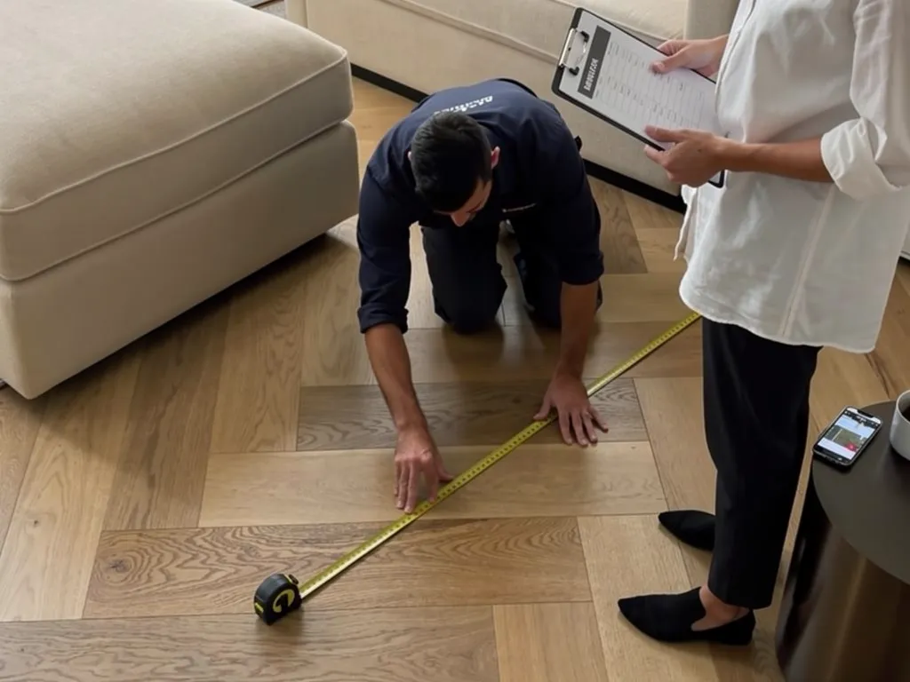 Consultant scheduling an in-home flooring measurement appointment