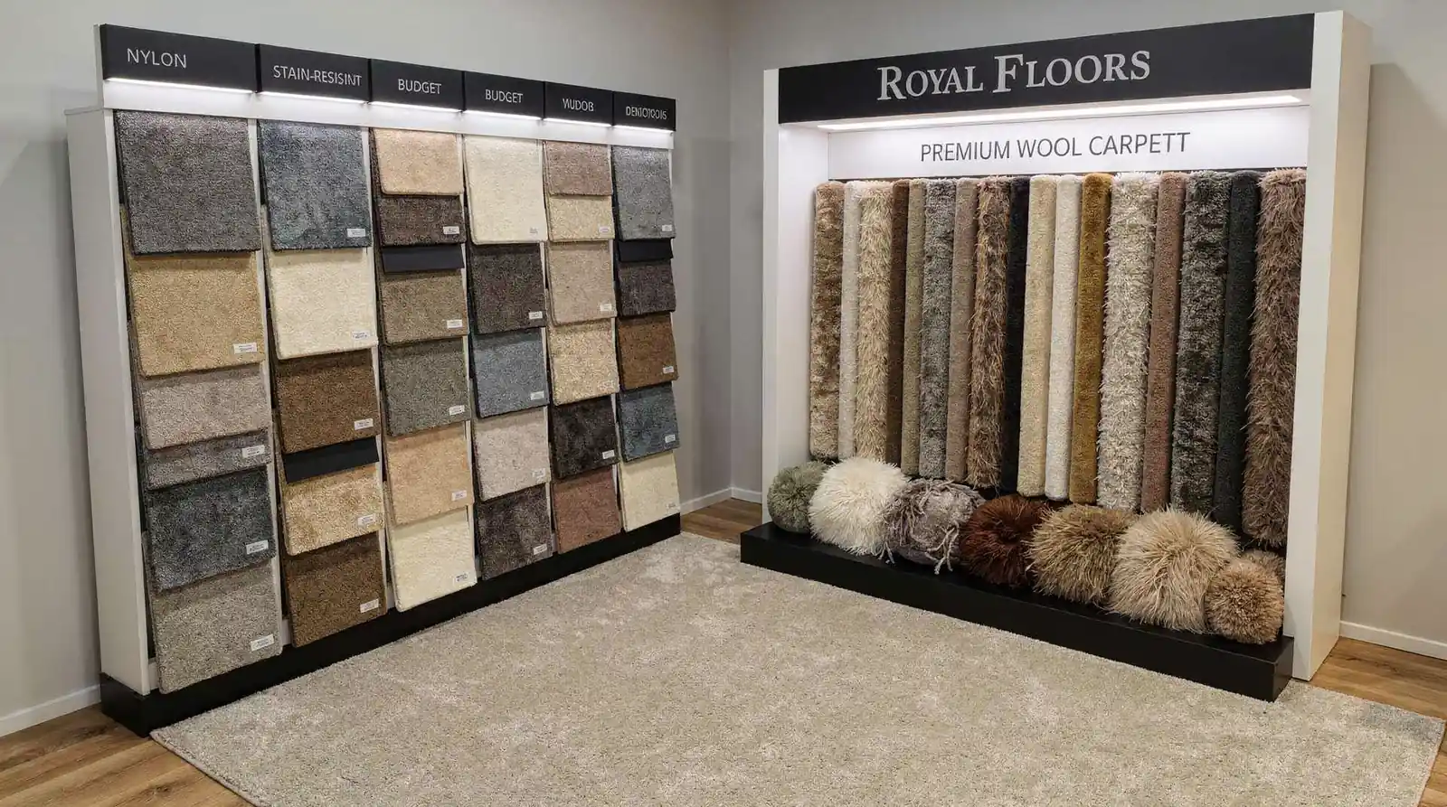 Royal Floors supplies and installs nylon carpet, stain-resistant carpet, and budget-friendly rental carpet suited