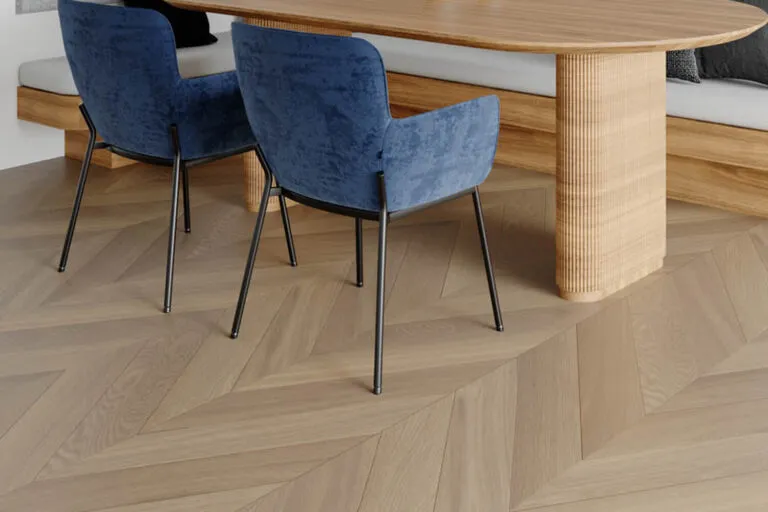 Royal Floors European Oak chevron timber flooring in Tan Brown, room scene