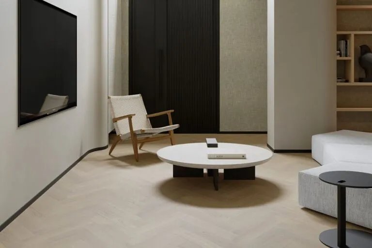 Royal Floors European Oak herringbone timber flooring in Casper White, room scene