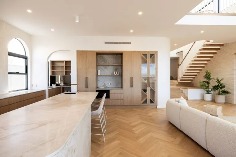 Royal Floors European Oak herringbone timber flooring in Light Neutral, room scene
