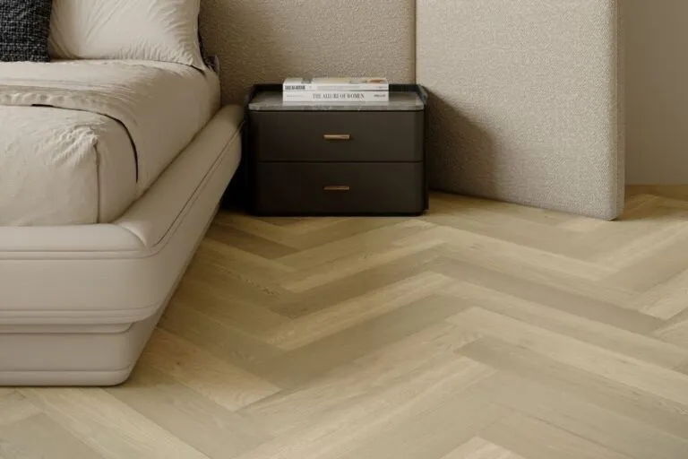 Royal Floors European Oak herringbone timber flooring in Mellow Beige, room scene