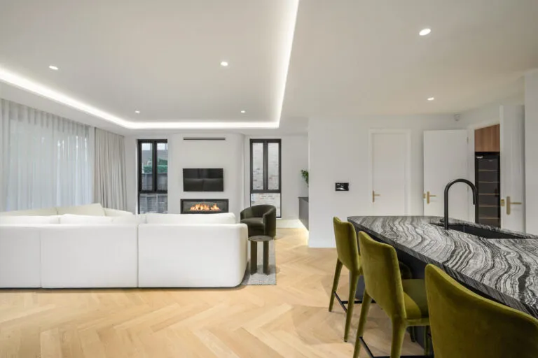 Royal Floors European Oak herringbone timber flooring in Raw Neutral, room scene