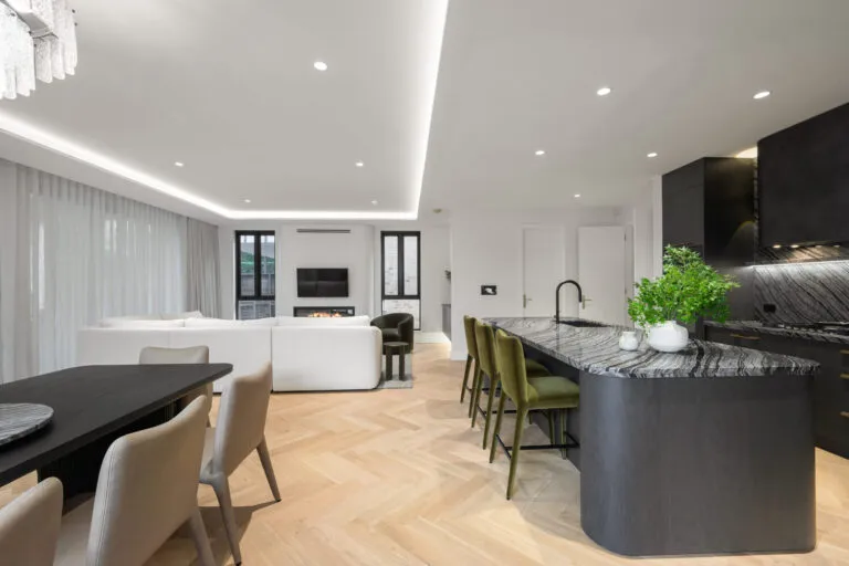 Royal Floors European Oak herringbone timber flooring in Raw Neutral, room scene