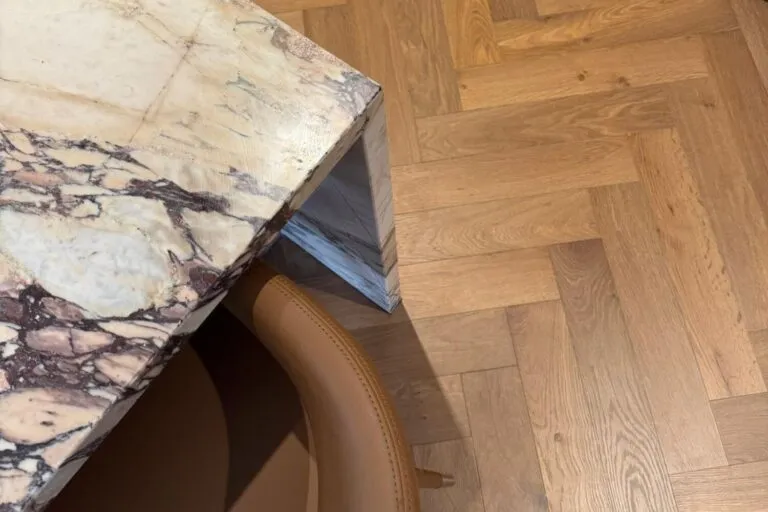 Royal Floors European Oak herringbone timber flooring in Smoked Brown, room scene